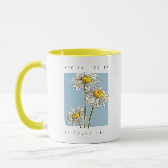 Taza Daisy Flowers Beauty Slogan (Izquierda)