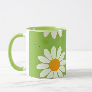 Taza Daisy Flowers Patrón floral Arcoiris giratorio pas