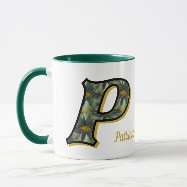 Taza Daisy Monogram Initial P Personalized (Izquierda)