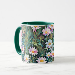 Taza Daisy Rosa Flores Jardín Daisies Art Mug Cup