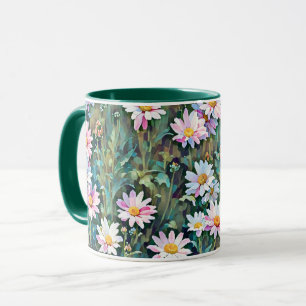 Taza Daisy Rosa Flores Jardín Daisies Art Mug Cup