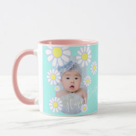 Taza Daisy Simple Pastel Aqua Photo Baby