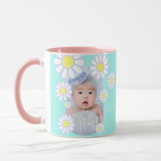 Taza Daisy Simple Pastel Aqua Photo Baby (Izquierda)