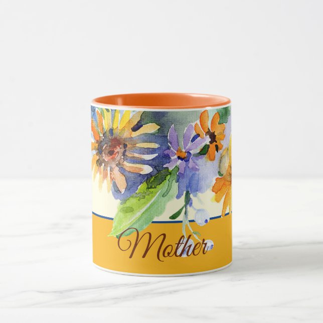 Taza Dalias de acuarela personalizables  (Centro)