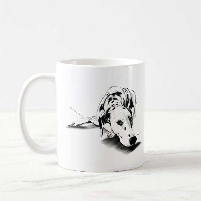 Taza dálmata – Taza de café con perro manchado dib (Izquierda)