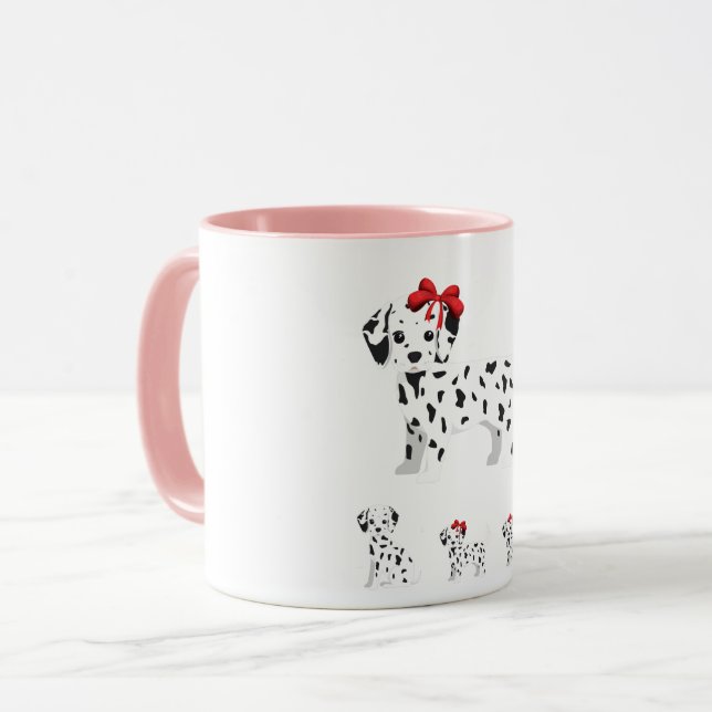 Taza Dalmatian con cachorros combo mug de dos tonadas. (Anverso izquierdo)