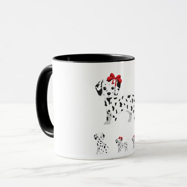Taza Dalmatian con cachorros combo mug de dos tonalidad (Anverso izquierdo)
