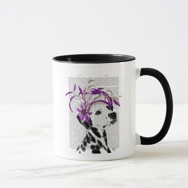 Taza Dalmatiano Con Fascinador Morado (Derecha)