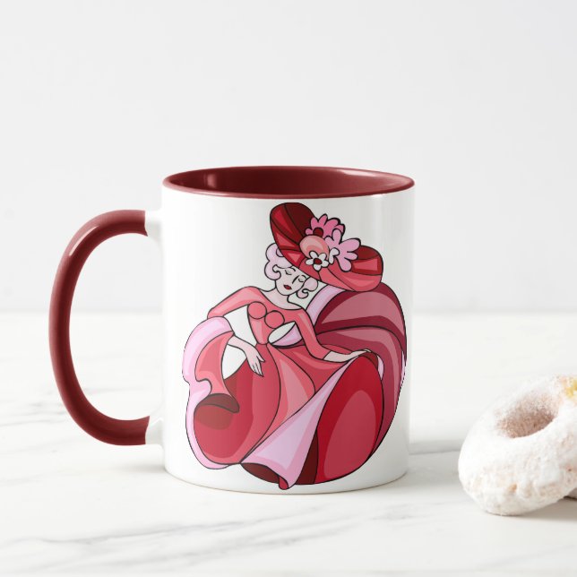 Taza Dama Bailando de Rosa (Con donut)