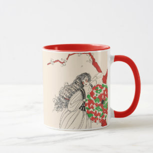 Taza DAMA CON UMBRELLA Art Deco Belleza Pelo de Moda