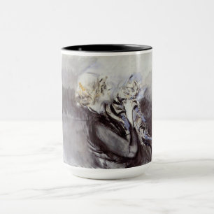 Taza Dama con un gato gris (de Giovanni Boldini)