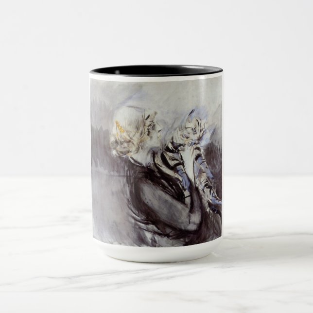Taza Dama con un gato gris (de Giovanni Boldini) (Centro)