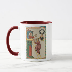 Taza Dama dando regalo a pretendiente, siglo XIV