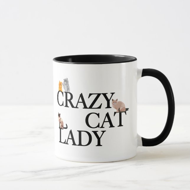 Taza Dama de gato loco divertido (Derecha)