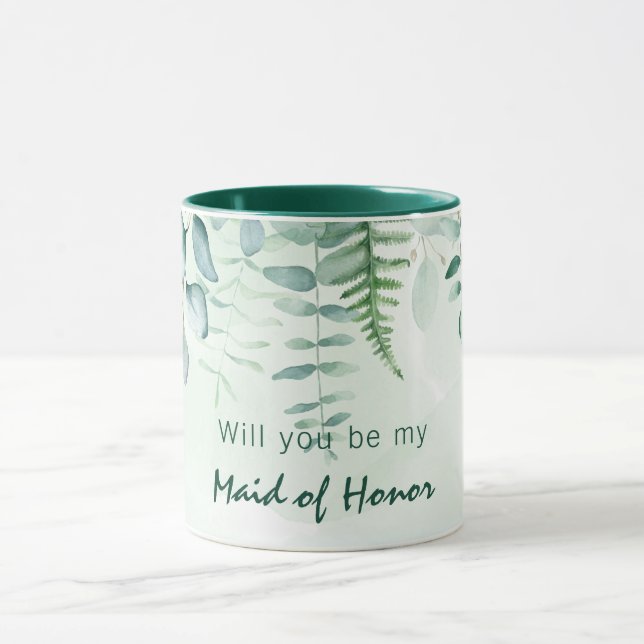 Taza Dama de honor dama de honor eucalipto verde (Centro)