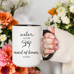 Taza Dama de honor hermana, regalo de boda, ducha de no