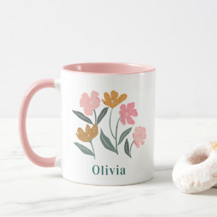 Taza Dama de honor ilustrada botánica con nombre person