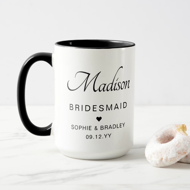 Taza Dama de honor Nombre personalizado Fiesta de boda (Con donut)