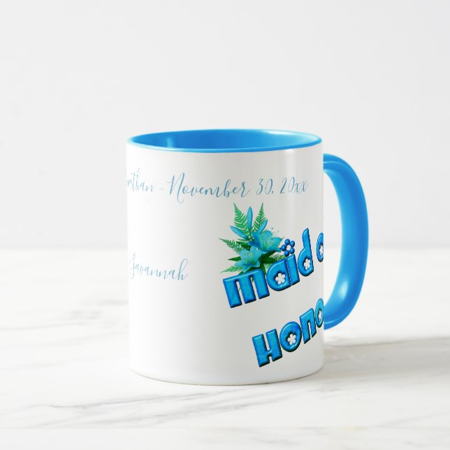 Taza Dama De Honor Personalizada Cute Boda  (Anverso derecho)