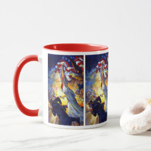 Taza Dama de la Libertad Patriótica Vintage Águila de l