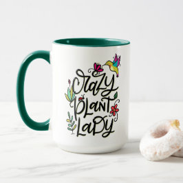 Taza Dama de planta loca, con letras a mano