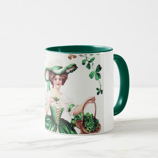 Taza Dama del Día de San Patricio, Vintage (Anverso derecho)