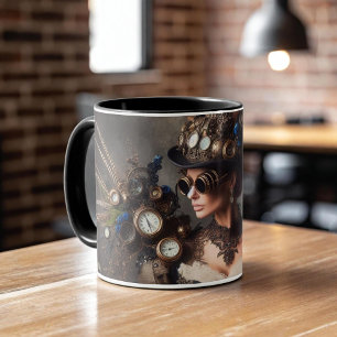 Taza Dama del Tiempo de Relojería Steampunk Victoriano 