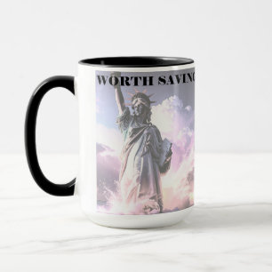 Taza Dama Libertad Vale la Pena Salvar Democracia Polít