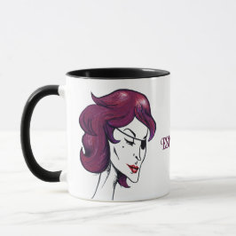 Taza Dama Pirata Violeta Mujer Cabello Púrpura Dibujo A