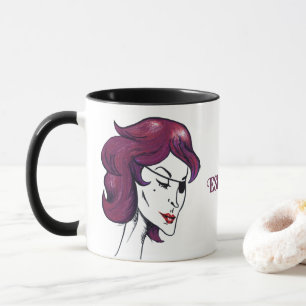 Taza Dama Pirata Violeta Mujer Cabello Púrpura Dibujo A
