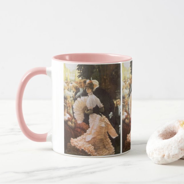 Taza Dama política por James Tissot, victoriano vintage (Con donut)