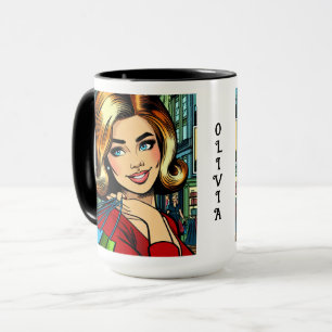 Taza Dama Retro con Bolsas de Compras Personalizadas