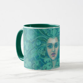 Taza Dama Verde / Reina Forestal, arte de fantasía