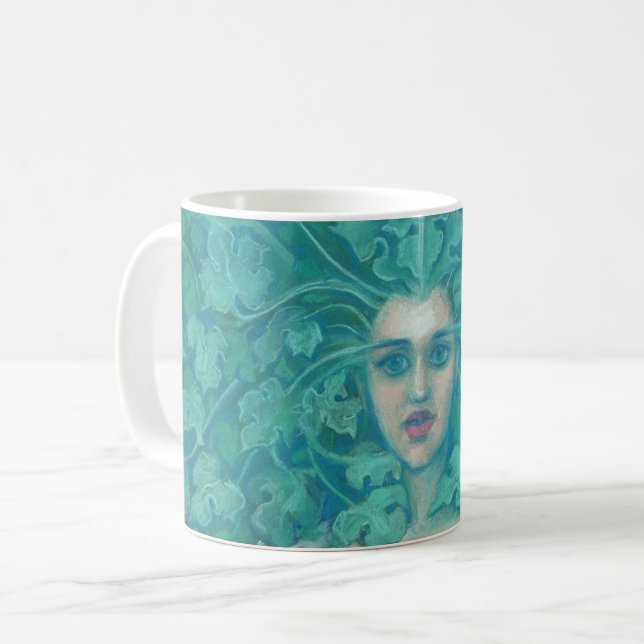 Taza Dama Verde / Reina Forestal, arte de fantasía (Anverso izquierdo)