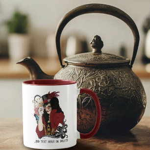 Taza Dama Victoriana Roja Steampunk Pulpo Vintage