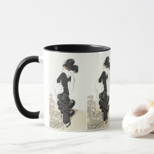 Taza Dama Vintage de la Moda, Abrigo de piel de Alta Co