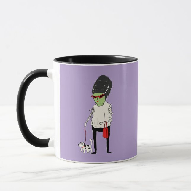 Taza Dama zombie con perro "Feliz Boo-ti-de Halloween f (Izquierda)