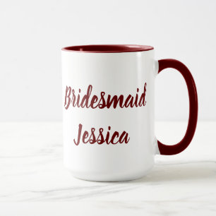 Taza Damas de honor Burgundy Escritura elegante Regalos