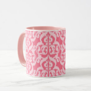 Taza Damasco árabe de Ikat - tonos rosa coral