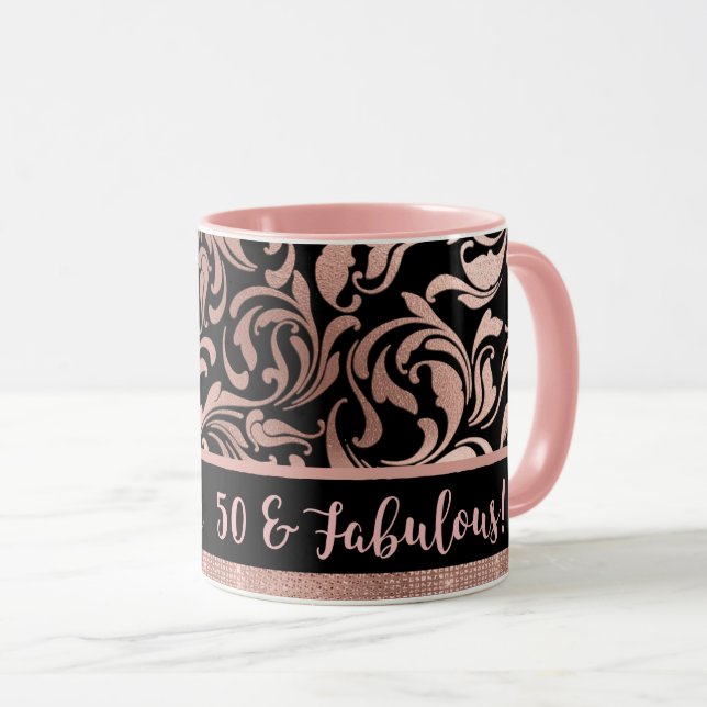 Taza Damasco de oro de cincuenta y fabuloso rosa 50 cum (Anverso derecho)