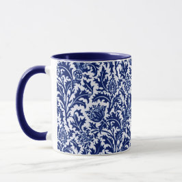 Taza Damasco del cardo de William Morris, azul de