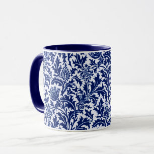 Taza Damasco del cardo de William Morris, azul de