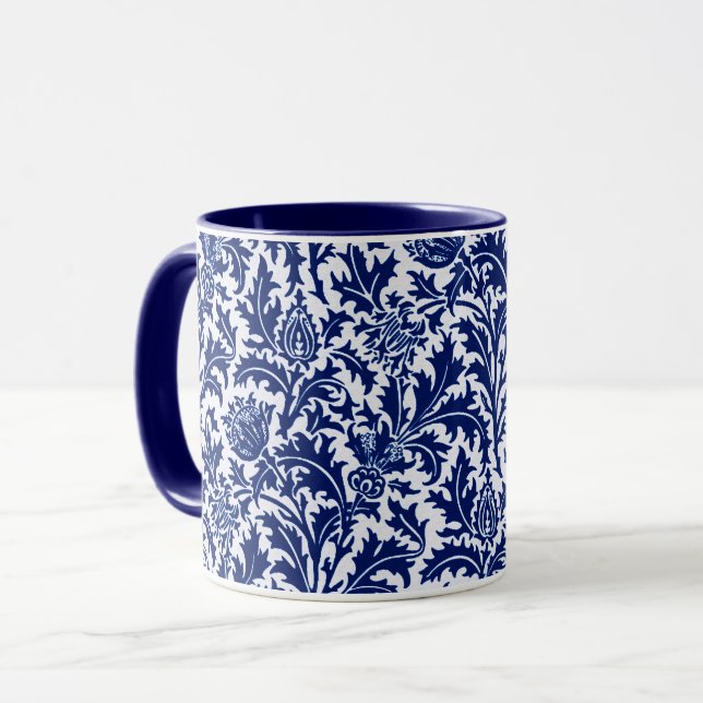 Taza Damasco del cardo de William Morris, azul de (Anverso izquierdo)