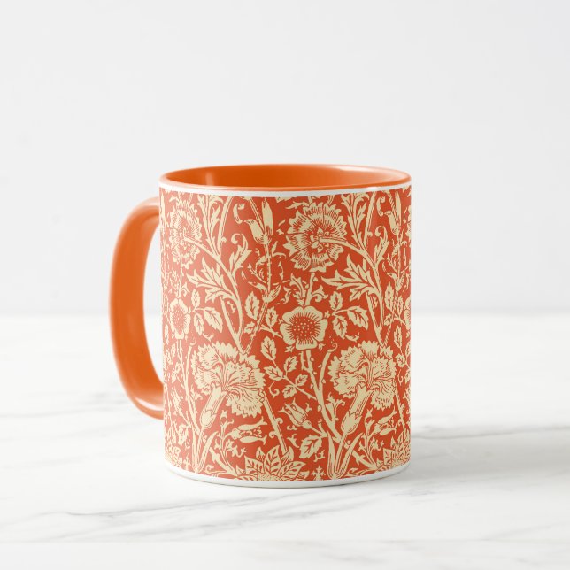 Taza Damasco del clavel de Nouveau del arte, mandarina (Anverso izquierdo)