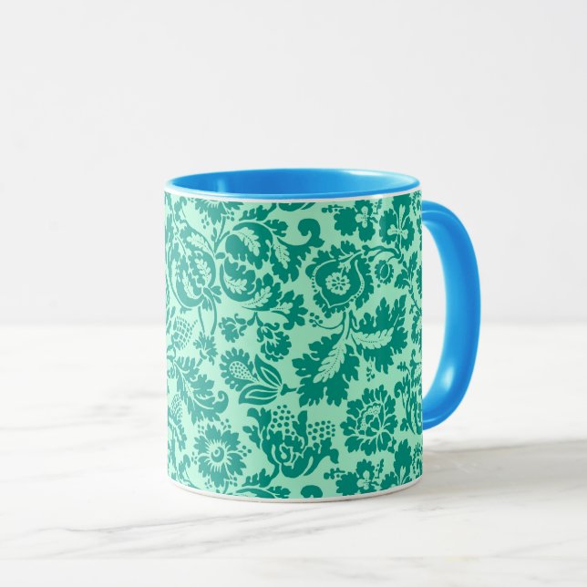 Taza Damasco floral William Morris, Turquesa y Aqua (Anverso derecho)