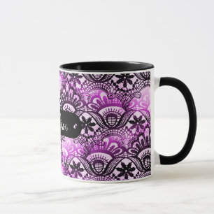 Taza Damasco púrpura personalizado nombre de encargo