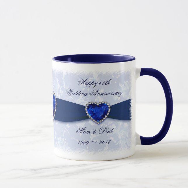 Taza Damask 45th Wedding Anniversary Mug (Derecha)