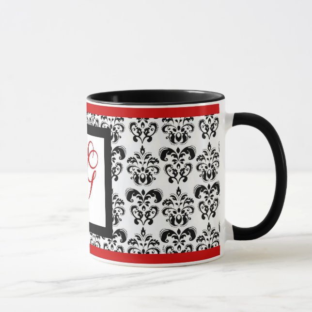 Taza DAMASK MONOGRAM, rojo (Derecha)
