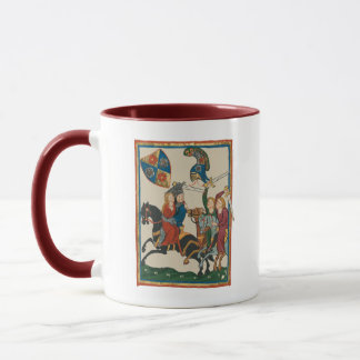Taza Damsel en peligro, arte medieval del siglo XIV
