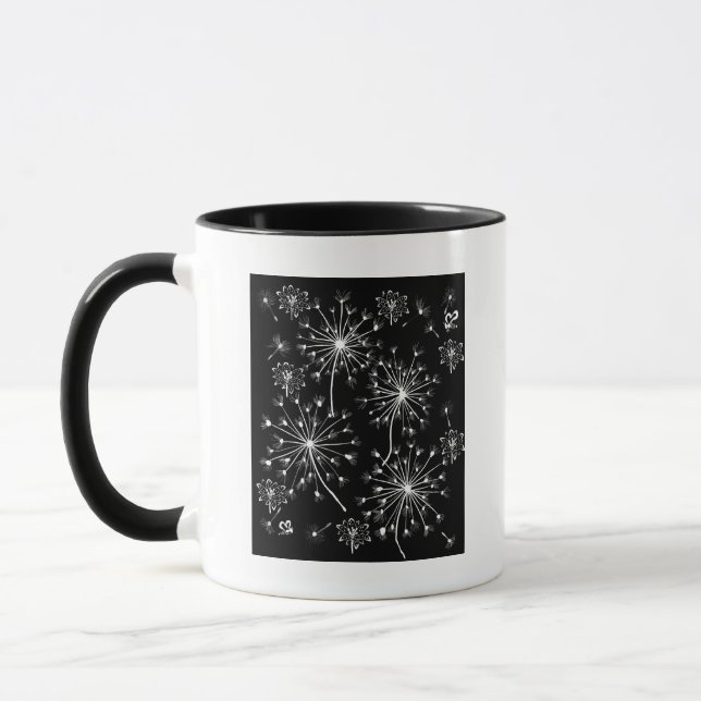 Taza Dandelion, flores silvestres y abejas melíferas (Izquierda)